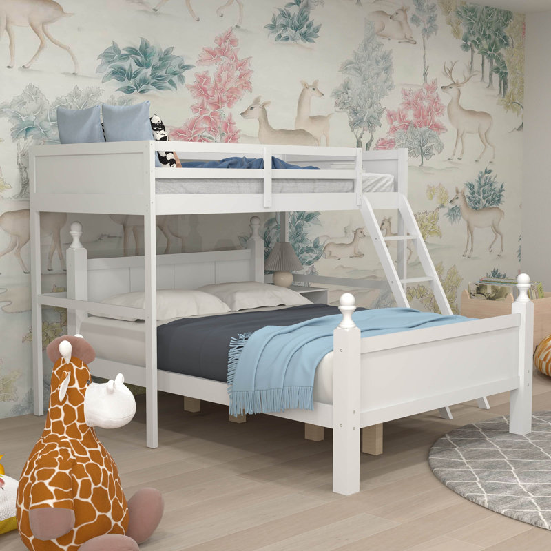 Harriet Bee Didier Twin Over Full LShaped Bunk Beds with Shelves by